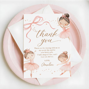 Elegante rosa kokette Ballerina Mädchen Geburtstag Dankeskarte