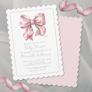 Elegante rosa Kokette Schleife Baby Shower Einladung