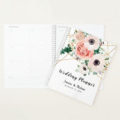 Elegante Rosa Korallen Blume Hochzeit personalisie Planer (Anzeige)