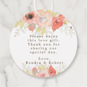 Elegante Rosa Korallen Rose Gold Blätter Blumenhoc Geschenkanhänger (Rückseite)