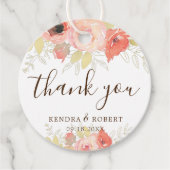 Elegante Rosa Korallen Rose Gold Blätter Blumenhoc Geschenkanhänger (Vorderseite)