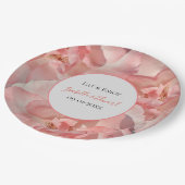 Elegante Rosa Korallen Rose Hochzeit Pappteller (Schrägansicht)