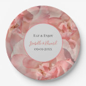 Elegante Rosa Korallen Rose Hochzeit Pappteller (Vorderseite)