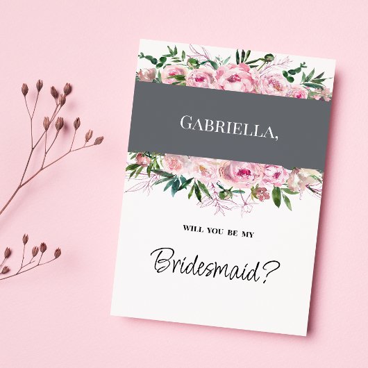 Elegante rosa Korallenpest Blütensommer Bridesmaid Einladung