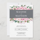 Elegante Rosa Korallenpest Hochzeit im Sommer Einladung (Vorderseite)