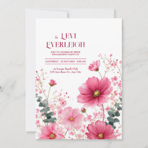 Elegante rosa Kosmos Eukalyptus Aquarell Einladung