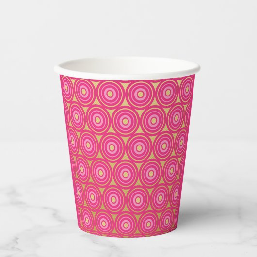 Elegante rosa Kreise Papier-Cups Pappbecher (Vorderseite)