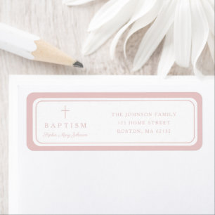 Elegante rosa Kreuz Mädchen Taufe Rücksendeadresse