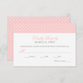 Elegante rosa Kreuzmuster Baby Girl Baptisse RSVP Karte (Vorne/Hinten)