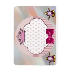 Elegante rosa Krone & Schleife Geburtstagskarte Magnet