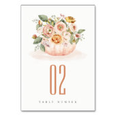 Elegante Rosa Kürbis Wasserfarbe Tischnummer (Rückseite)