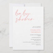 Elegante, rosa, lässige Script-Babydusche Einladung (Vorderseite)