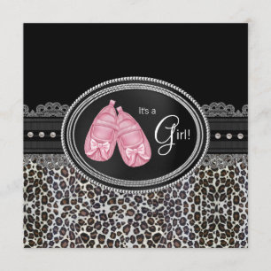 Elegante rosa Leoparden-Babyparty Einladung