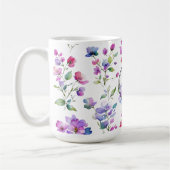 Elegante rosa lila Aquarellfarben Wildblumen Mama Kaffeetasse (Links)
