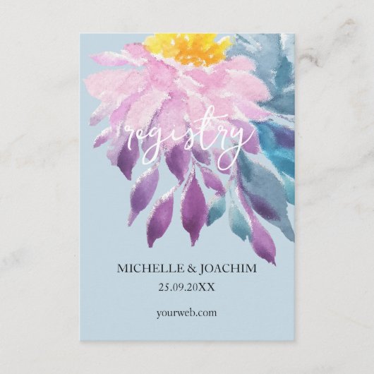 Elegante Rosa Lila Blau Dahlia Begleitkarte (Vorderseite)