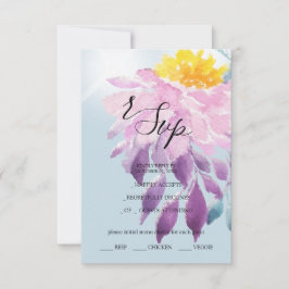 Elegante Rosa Lila Blau Dahlia RSVP Karte