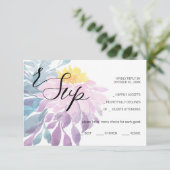 Elegante Rosa Lila Blau Dahlia RSVP Karte (Stehend Vorderseite)