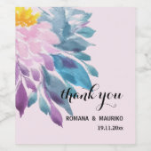 Elegante Rosa Lila Blau Dahlia Weinetikett (Einzelnes Label)