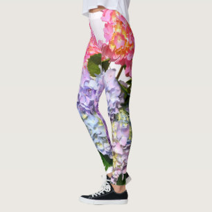 Elegante, rosa, lila-blaue Blumen Hydrangea Bouque Leggings
