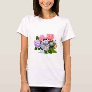 Elegante, rosa, lila blaue Blüten Blumenhydrangeas T-Shirt