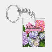 Elegante, rosa, lila-blaue Blütenblätter Hydrangea Schlüsselanhänger (Vorderseite links)