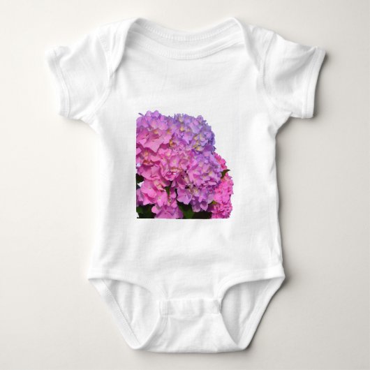 Elegante, rosa, lila Blumendörfchen Hydrangeas Baby Strampler (Vorderseite)