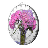 Elegante, rosa, lila Blumendörfchen Hydrangeas Dartscheibe (Vorderseite rechts)