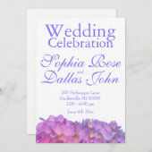 Elegante, rosa, lila Blumendörfchen Hydrangeas Einladung (Vorne/Hinten)