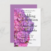 Elegante, rosa, lila Blumendörfchen Hydrangeas Einladung (Vorne/Hinten)