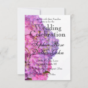 Elegante, rosa, lila Blumendörfchen Hydrangeas Einladung