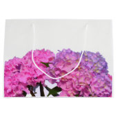 Elegante, rosa, lila Blumendörfchen Hydrangeas Große Geschenktüte (Vorderseite)
