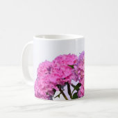 Elegante, rosa, lila Blumendörfchen Hydrangeas Kaffeetasse (Vorderseite Links)