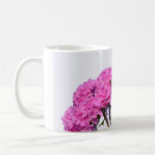 Elegante, rosa, lila Blumendörfchen Hydrangeas Kaffeetasse (Links)