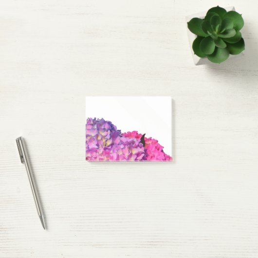 Elegante, rosa, lila Blumendörfchen Hydrangeas Post-it Klebezettel (Büro)