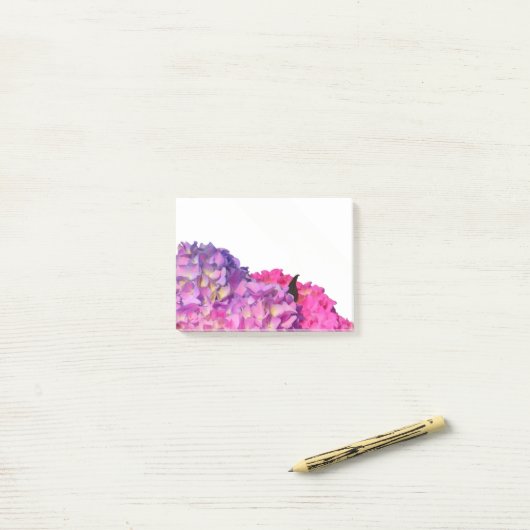 Elegante, rosa, lila Blumendörfchen Hydrangeas Post-it Klebezettel (Auf Schreibtisch)
