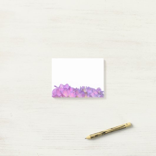 Elegante, rosa, lila Blumendörfchen Hydrangeas Post-it Klebezettel (Auf Schreibtisch)