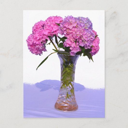 Elegante, rosa, lila Blumendörfchen Hydrangeas Postkarte (Vorderseite)