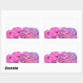 Elegante, rosa, lila Blumendörfchen Hydrangeas Rechteckiger Aufkleber (Blatt)