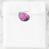 Elegante, rosa, lila Blumendörfchen Hydrangeas Runder Aufkleber (Tasche)