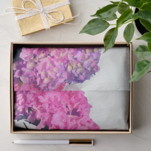 Elegante, rosa, lila Blumendörfchen Hydrangeas Seidenpapier (Geschenk)