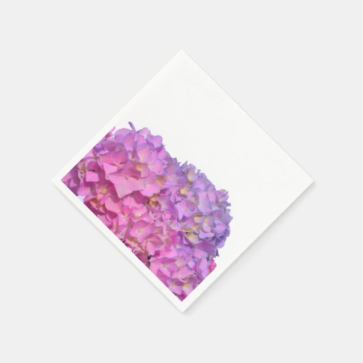 Elegante, rosa, lila Blumendörfchen Hydrangeas Serviette (Ecke)