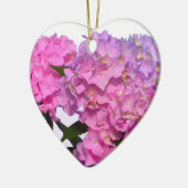 Elegante, rosa, lila, blumenreiche Hydrangeas Keramikornament (Links)
