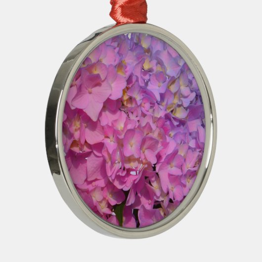 Elegante, rosa, lila, blumenreiche Hydrangeas Silbernes Ornament (Rechts)