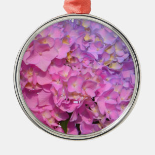 Elegante, rosa, lila, blumenreiche Hydrangeas Silbernes Ornament