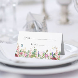 Elegante rosa Lila Blumenschmetterlinge Platzkarte