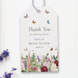 Elegante rosa Lila Blüten und Schmetterlinge Geschenkanhänger