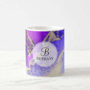 Elegante rosa Lila Gold Monogram Coffee Tasse