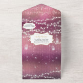 Elegante, rosa Lila Heart Leaf Tree Wedding All In One Einladung (Außenbereich)