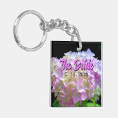 Elegante, rosa, lila Hydrangeas Schlüsselanhänger (Vorderseite links)