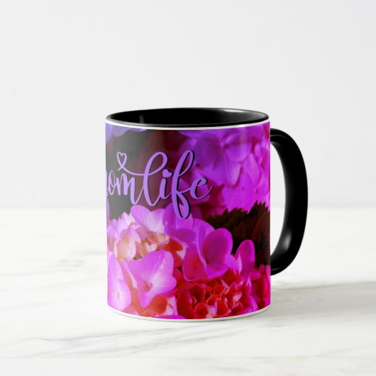 Elegante, rosa, lila Hydrangeas Tasse (VorderseiteRechts)